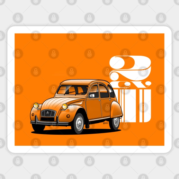 2CV 6 transparent illustration Magnet by RJW Autographics